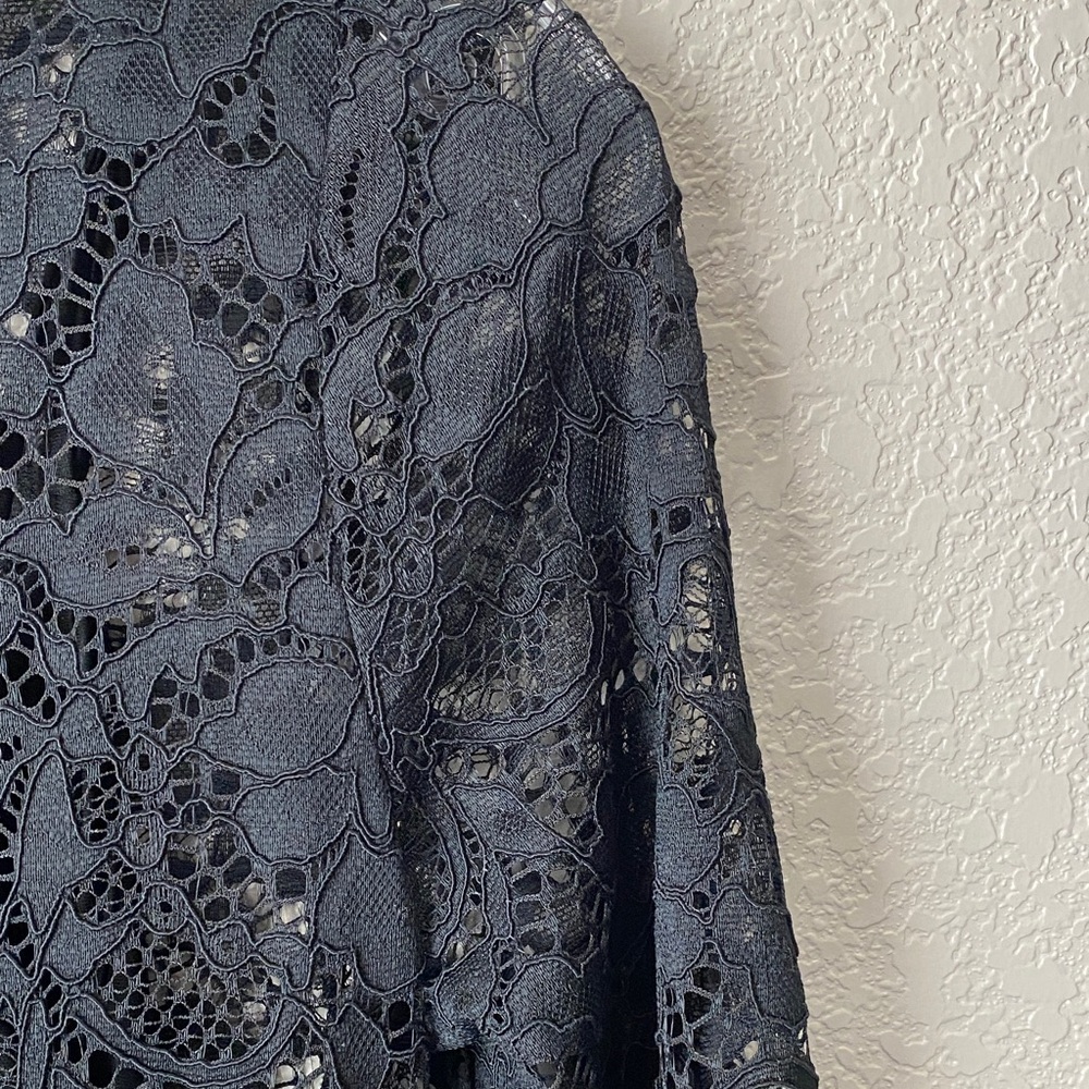 A New Day Black Floral Women's Long Sleeve Midi Lace Dress - (Reduced Price!!!) - Picture 7 of 10